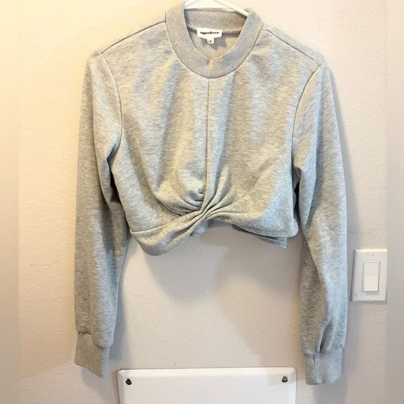 34. REVOLVE Superdown Adalyn Heather Gray Wrap Sweater - Picture 4 of 5